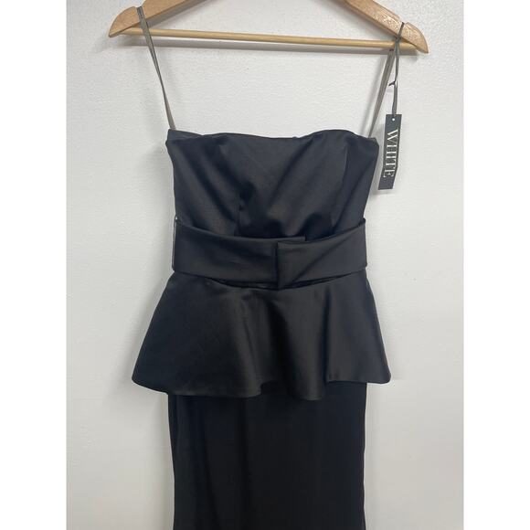 NWT White by Vera Wang SZ 0 Black Strapless Peplum Full Length Formal Gown NEW - Picture 3 of 15